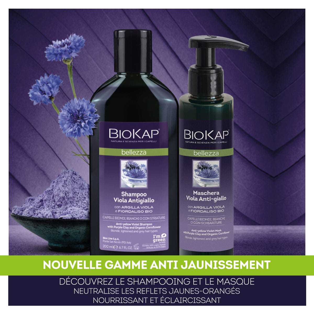 Nouvelle gamme shampooing et masque violet anti jaunissement