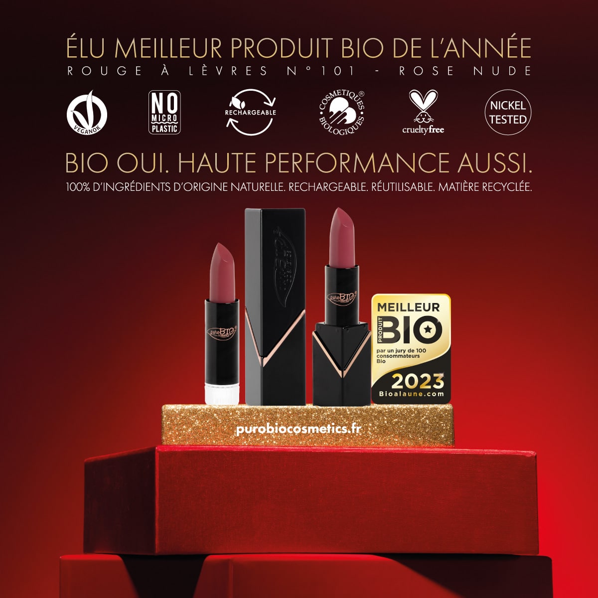 Le rouge à lèvres puroBIO élu produit bio de l'année 2023